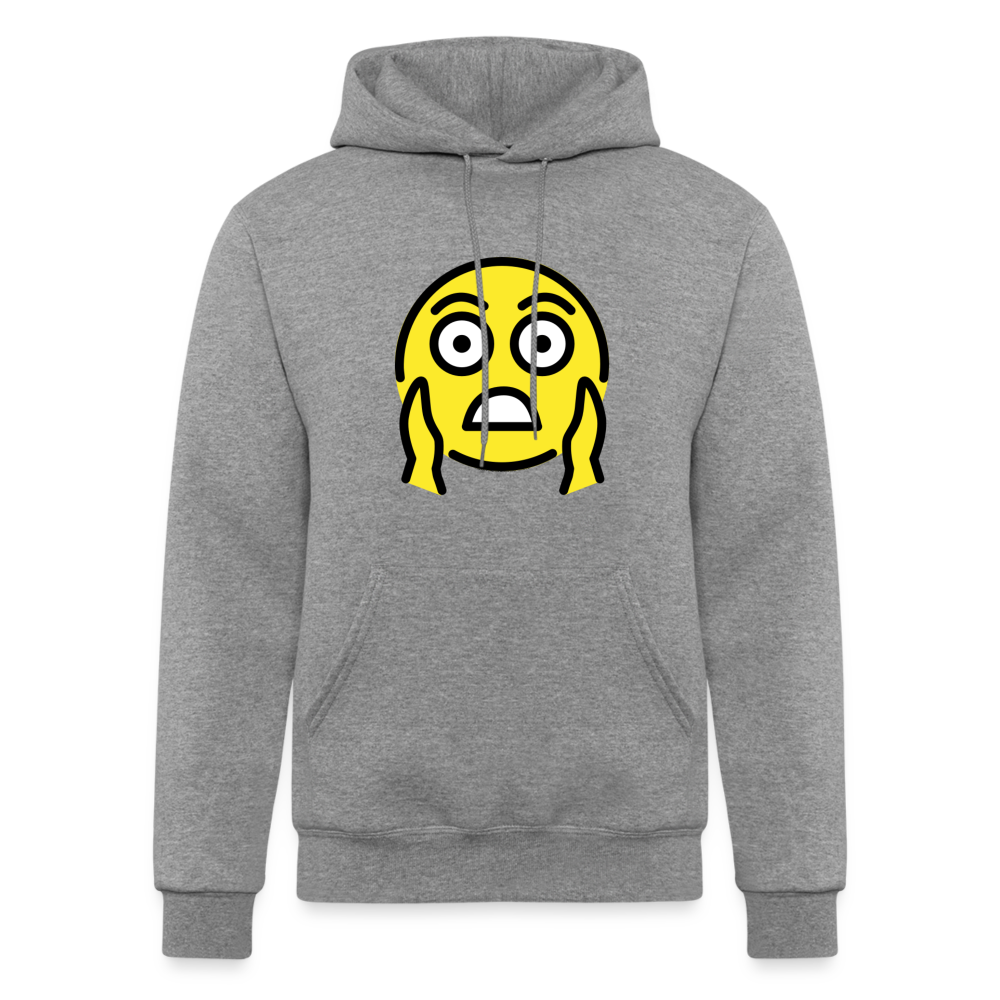 Face Screaming in Fear Moji Champion Unisex Powerblend Hoodie - Emoji.Express - heather gray