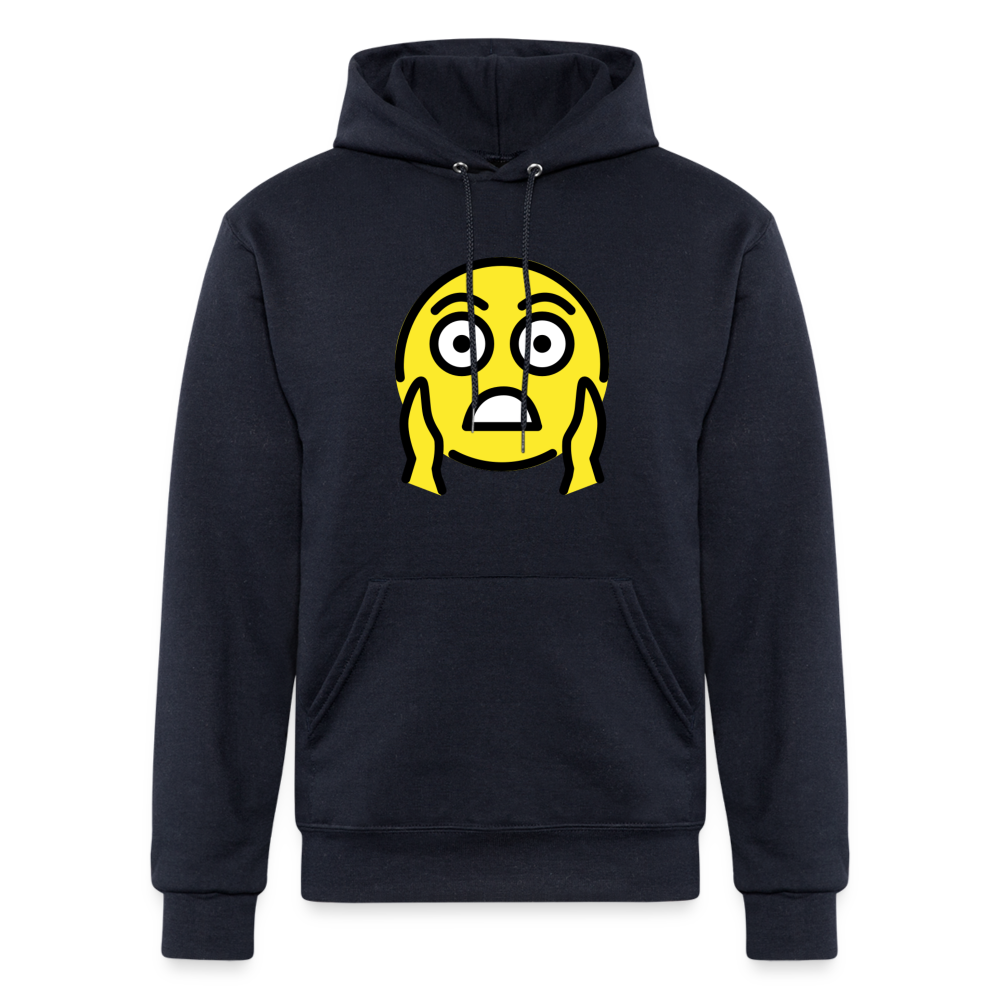 Face Screaming in Fear Moji Champion Unisex Powerblend Hoodie - Emoji.Express - navy