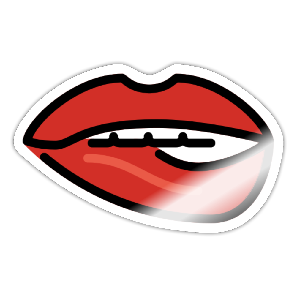 Biting Lip Moji Sticker - Emoji.Express - white glossy