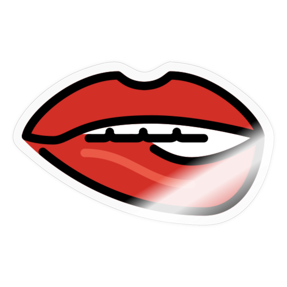 Biting Lip Moji Sticker - Emoji.Express - transparent glossy