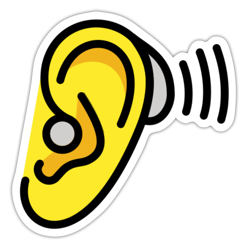 Ear with Hearing Aid Moji Sticker - Emoji.Express - white matte