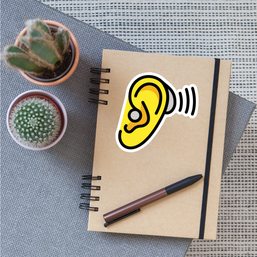 Ear with Hearing Aid Moji Sticker - Emoji.Express - white matte