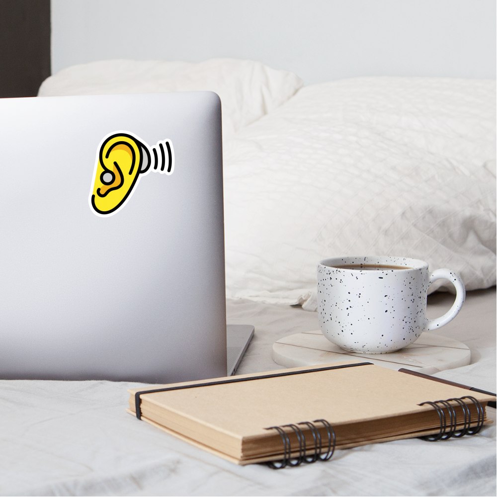 Ear with Hearing Aid Moji Sticker - Emoji.Express - white matte