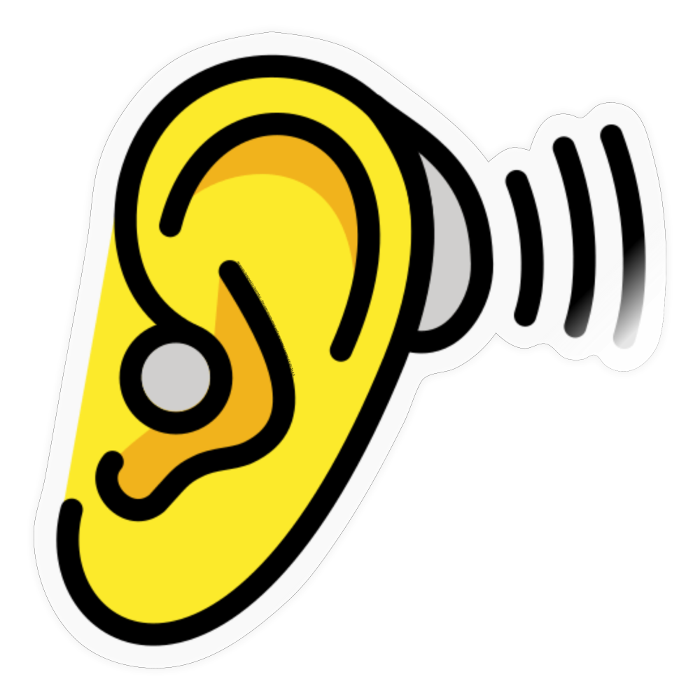 Ear with Hearing Aid Moji Sticker - Emoji.Express - transparent glossy