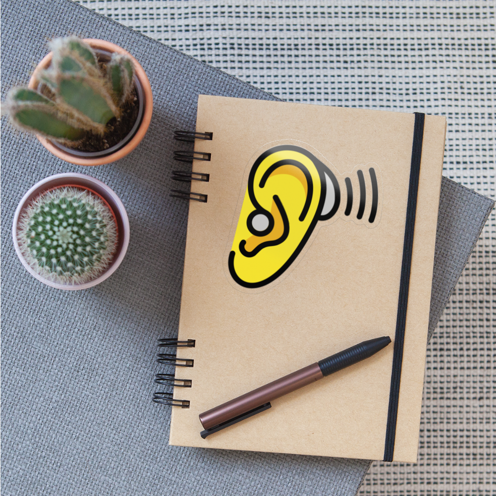 Ear with Hearing Aid Moji Sticker - Emoji.Express - transparent glossy
