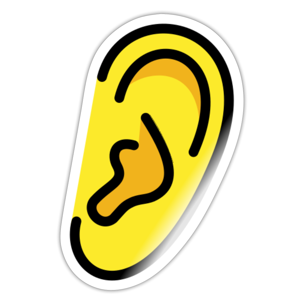 Ear Moji Sticker - Emoji.Express - white glossy