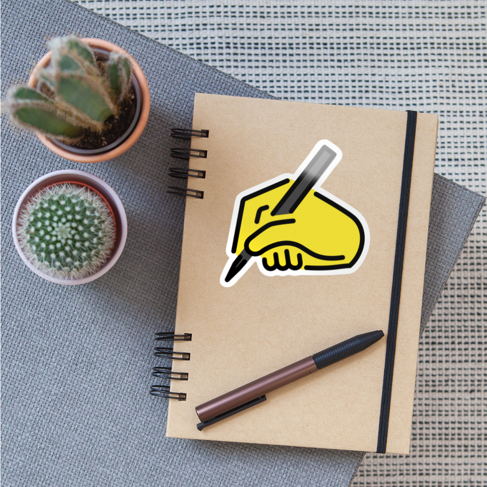 Writing Hand Moji Sticker - Emoji.Express - white glossy