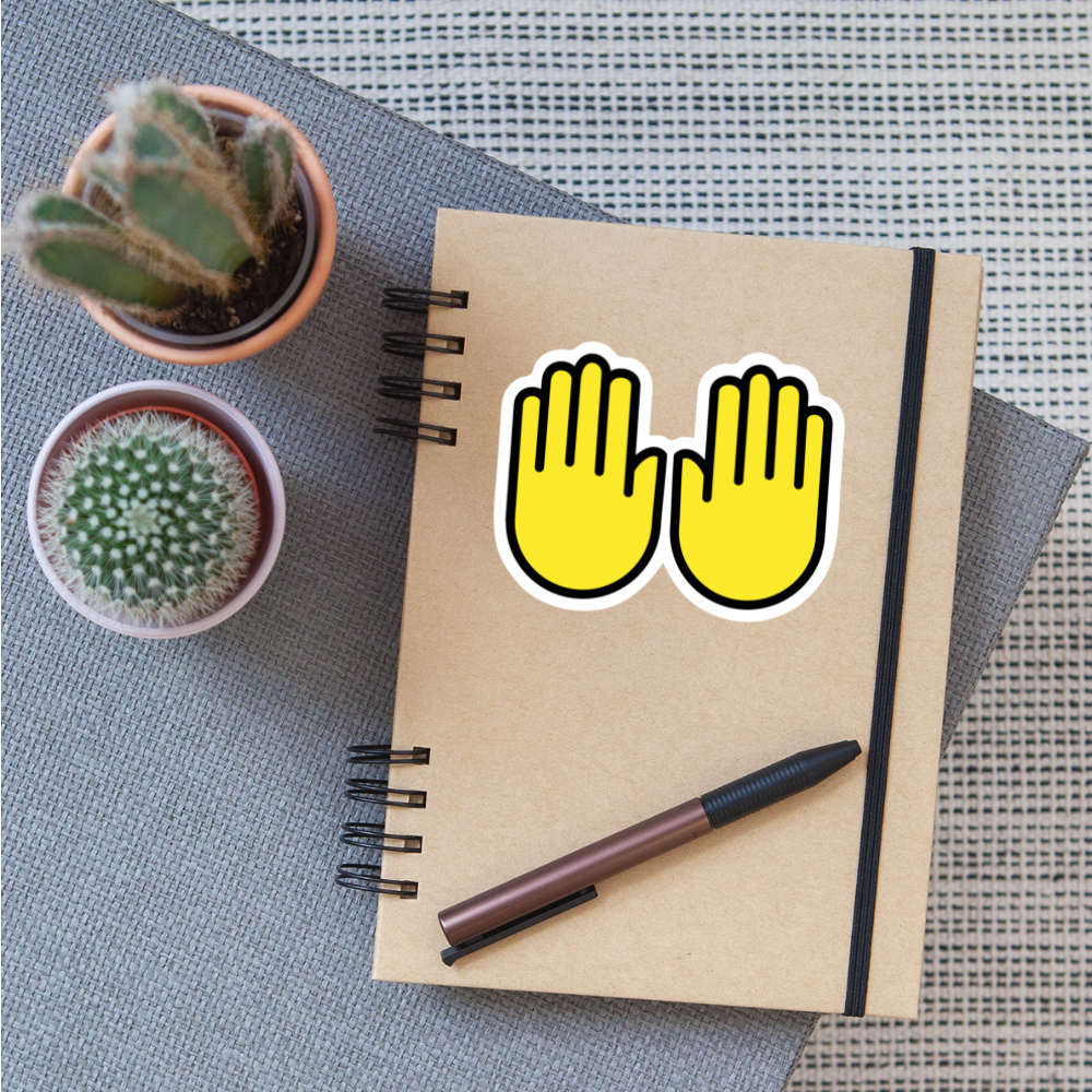 Raising Hands Moji Sticker - Emoji.Express - white matte