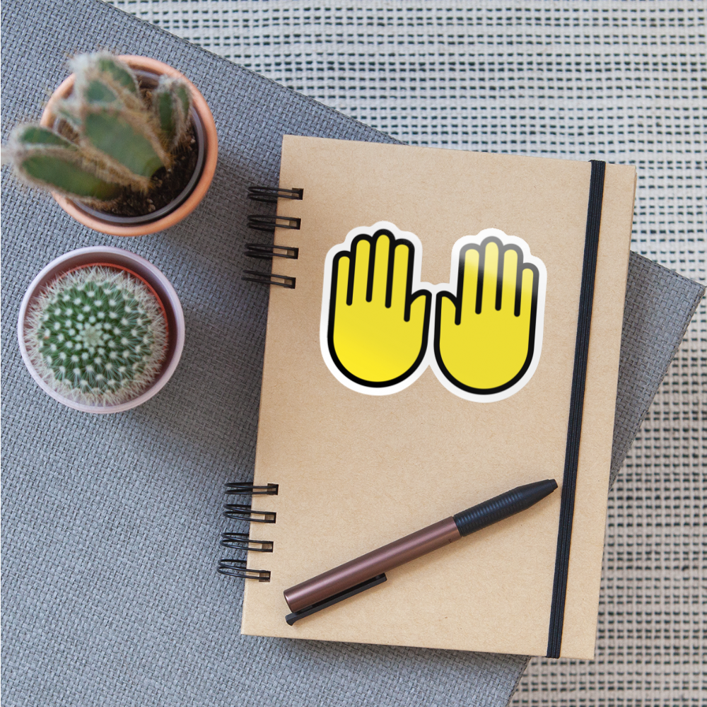 Raising Hands Moji Sticker - Emoji.Express - white glossy