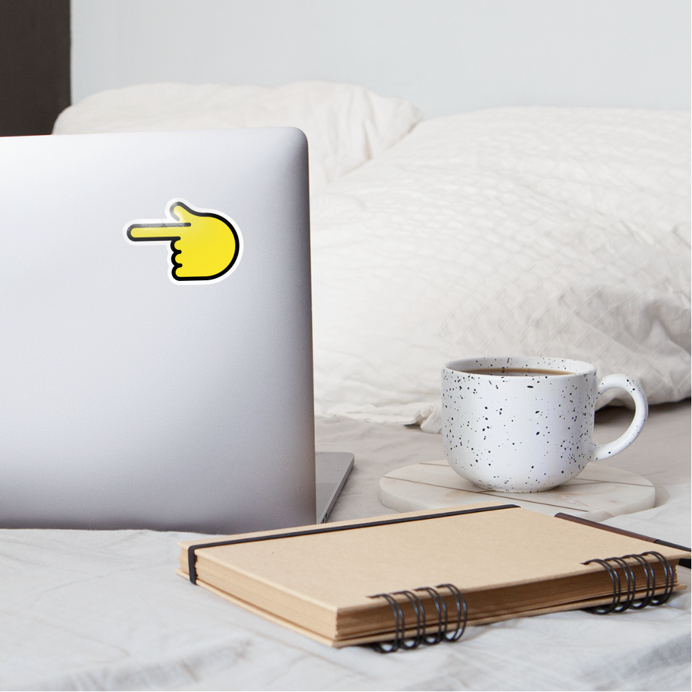 Backhand Index Pointing Left Moji Sticker - Emoji.Express - white glossy