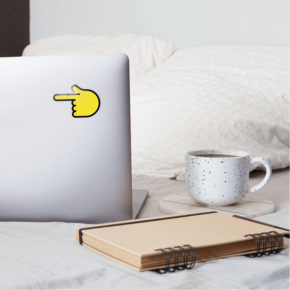 Backhand Index Pointing Left Moji Sticker - Emoji.Express - transparent glossy