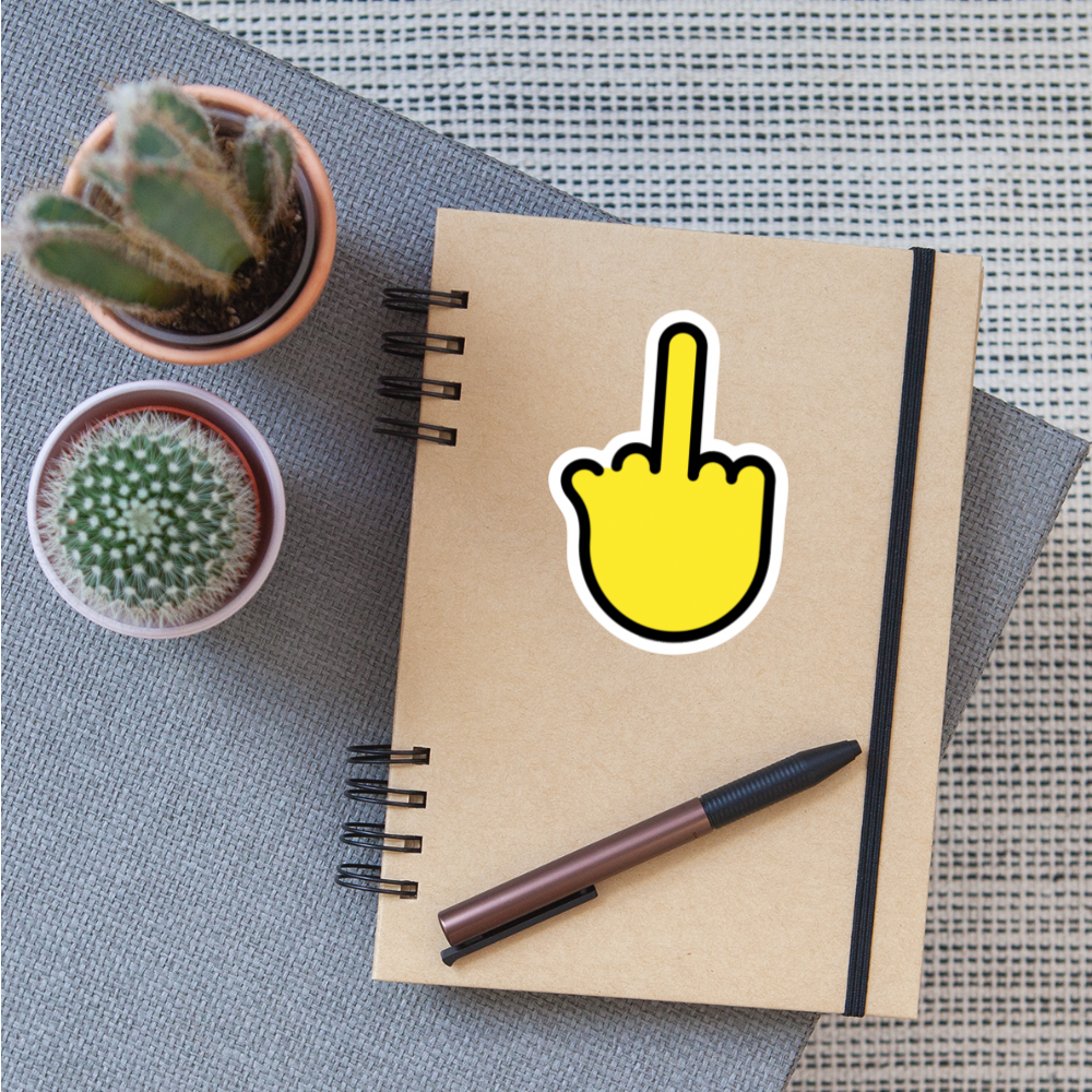 Middle Finger Moji Sticker - Emoji.Express - white matte