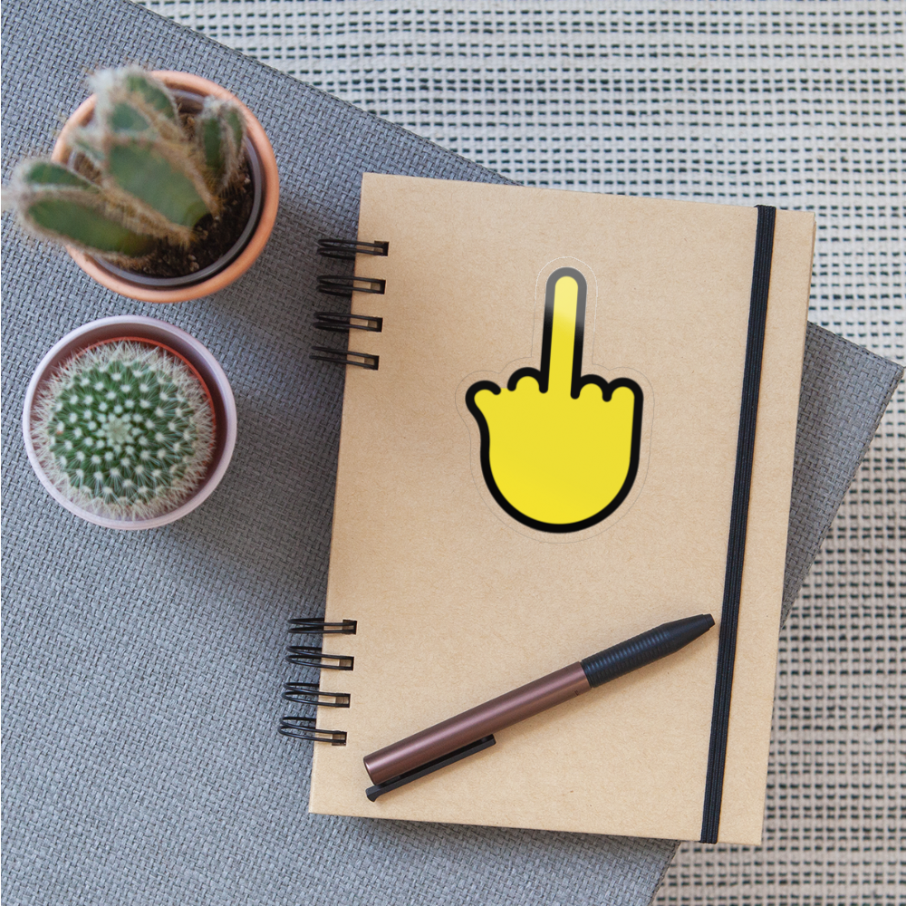 Middle Finger Moji Sticker - Emoji.Express - transparent glossy