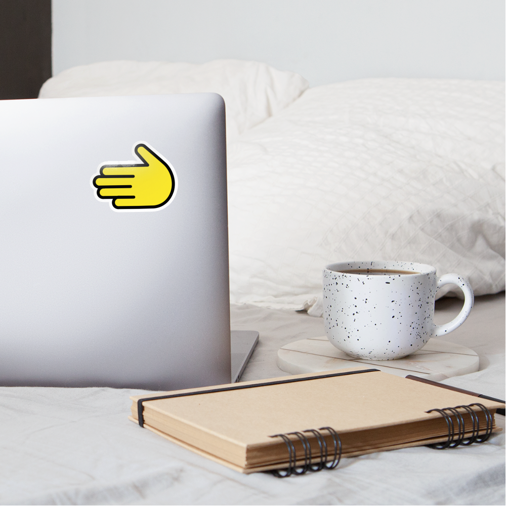 Leftwards Hand Moji Sticker - Emoji.Express - white glossy