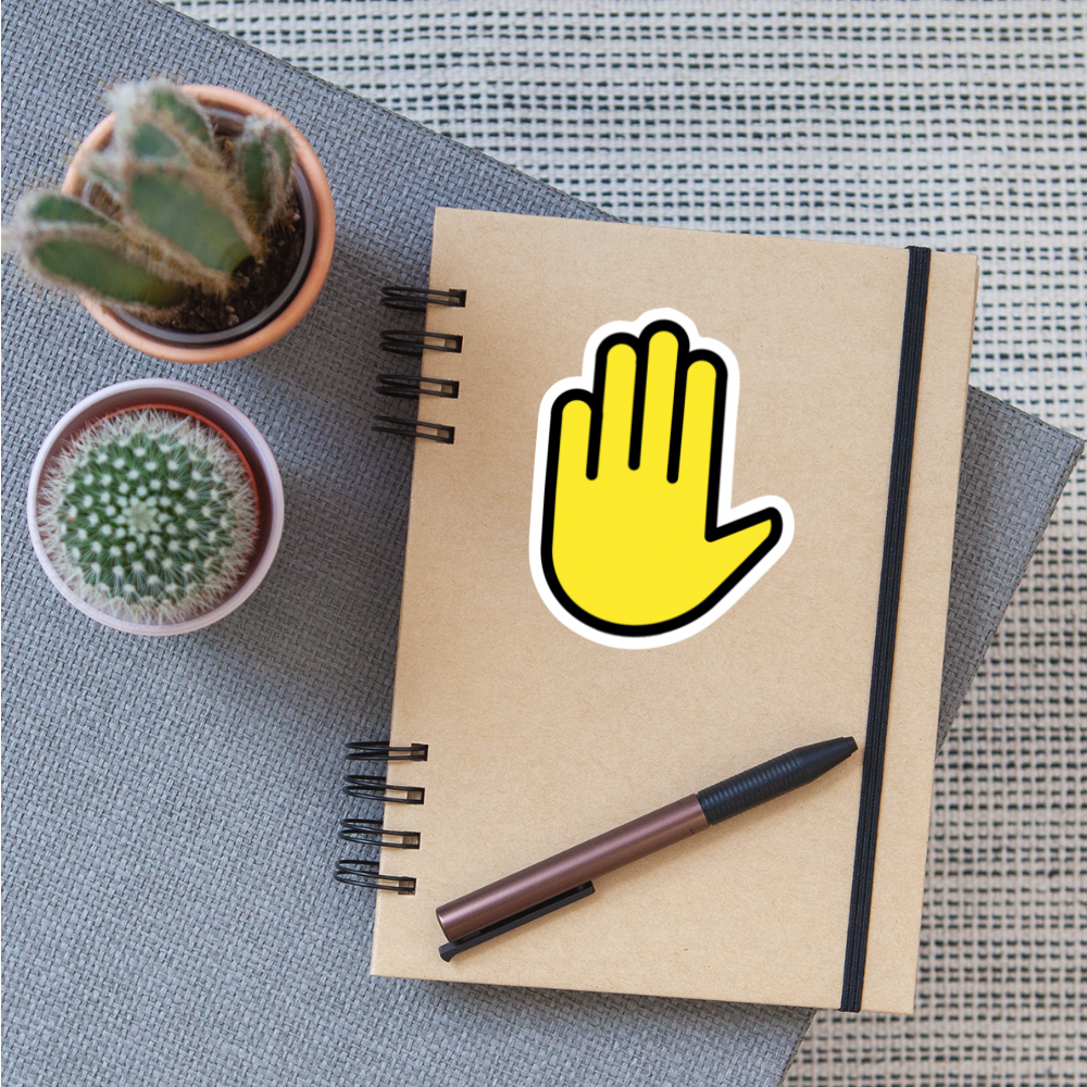 Raised Hand Moji Sticker - Emoji.Express - white matte