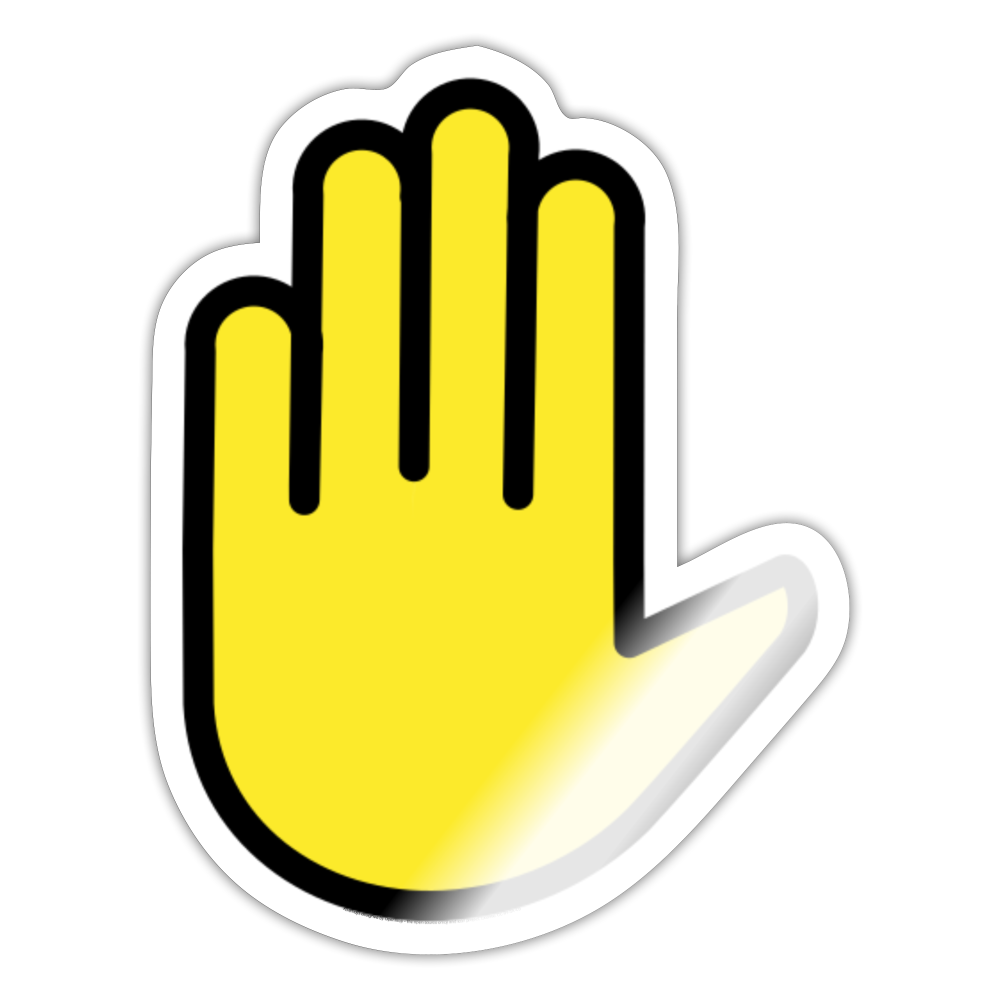 Raised Hand Moji Sticker - Emoji.Express - white glossy
