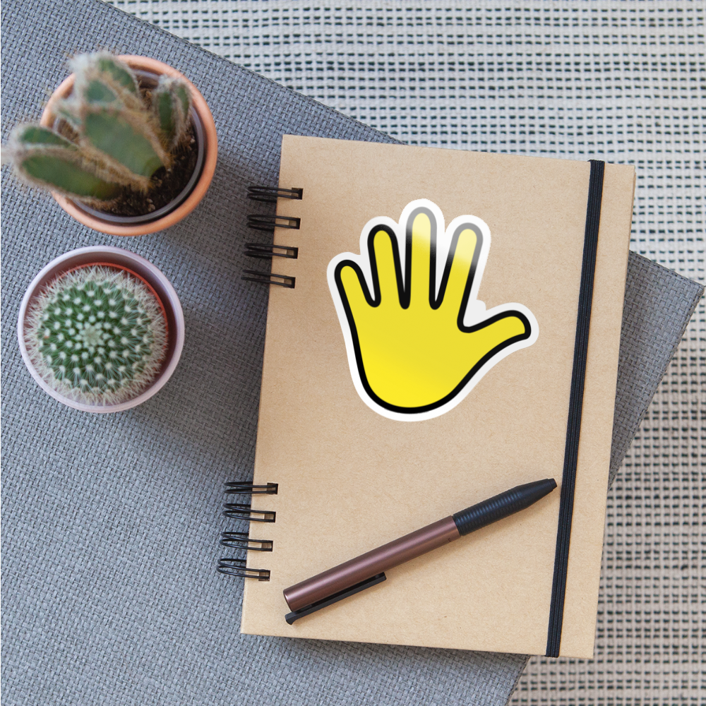 Hand with Fingers Splayed Moji Sticker - Emoji.Express - white glossy