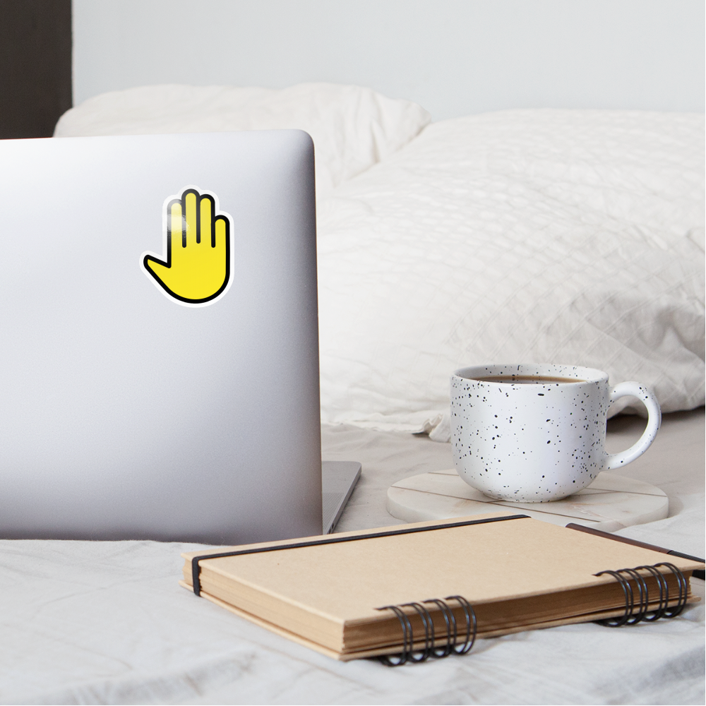 Raised Back of Hand Moji Sticker - Emoji.Express - white glossy