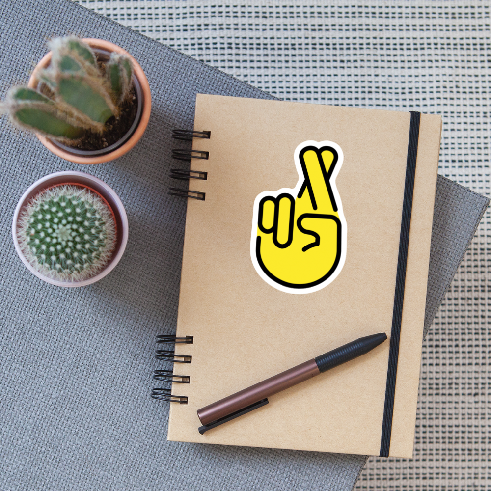 Crossed Fingers Moji Sticker - Emoji.Express - white matte