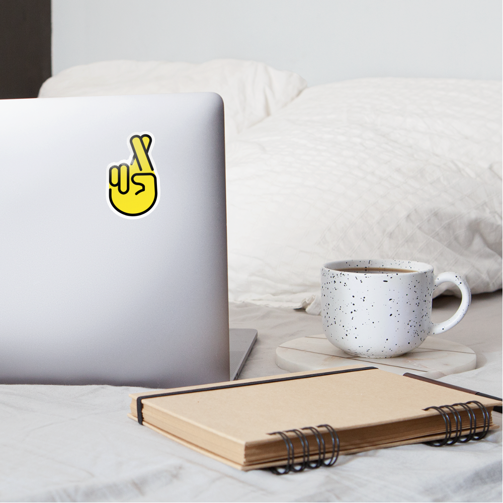 Crossed Fingers Moji Sticker - Emoji.Express - white glossy