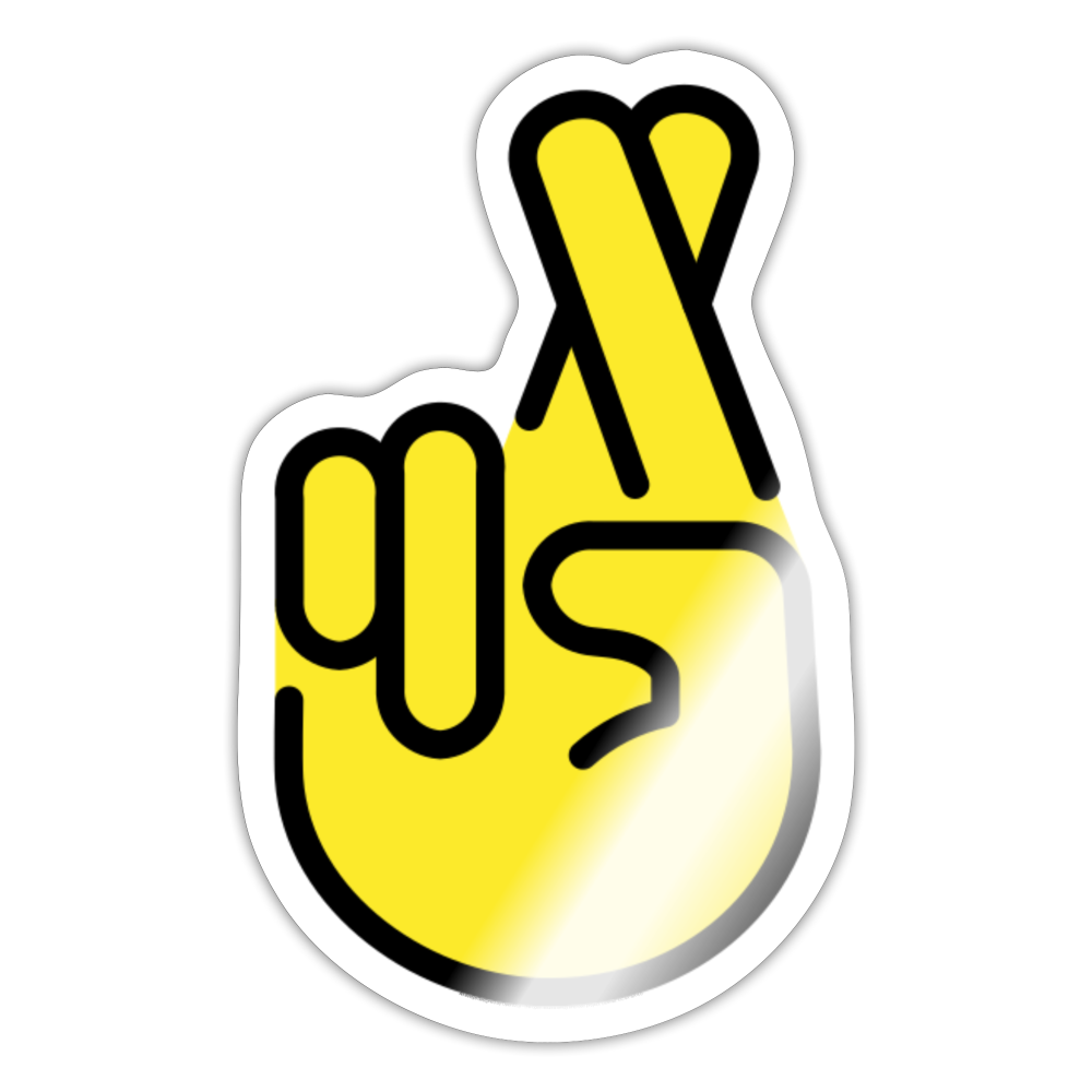 Crossed Fingers Moji Sticker - Emoji.Express - white glossy