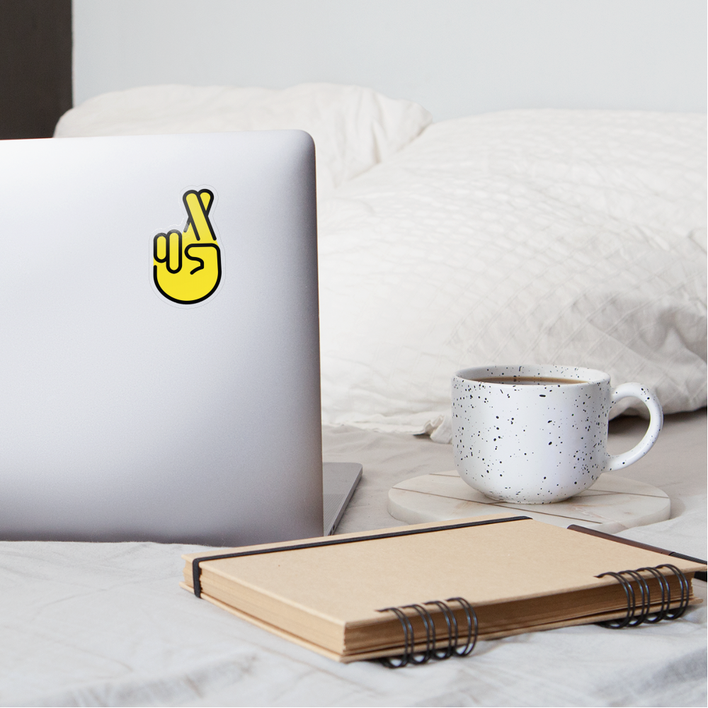 Crossed Fingers Moji Sticker - Emoji.Express - transparent glossy