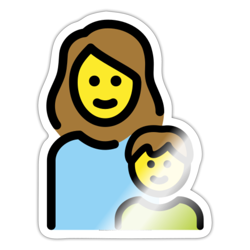 Family: Woman, Boy Moji Sticker - Emoji.Express - white glossy