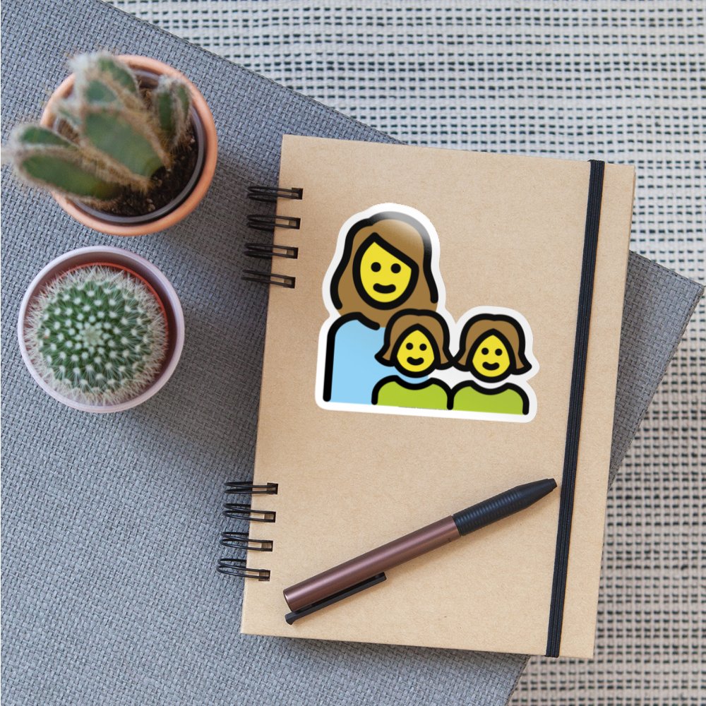 Family: Woman, Girl, Girl Moji Sticker - Emoji.Express - white glossy