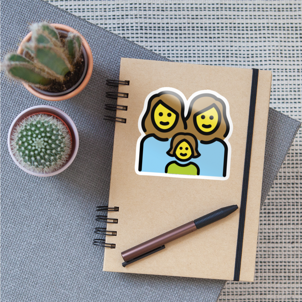 Family: Woman, Woman, Girl Moji Sticker - Emoji.Express - white glossy