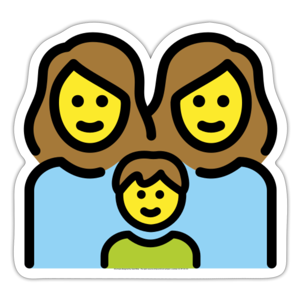 Family: Woman, Woman, Boy Moji Sticker - Emoji.Express - white matte