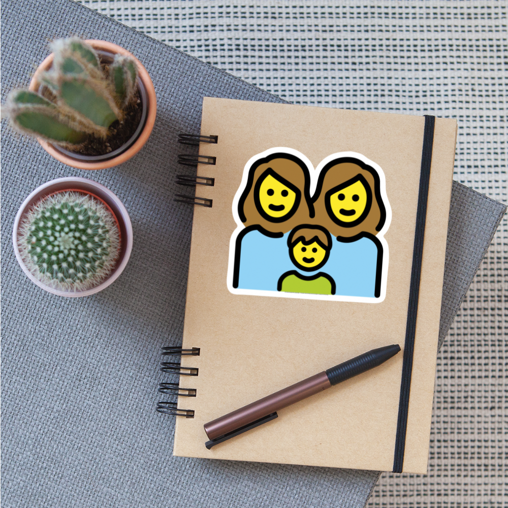 Family: Woman, Woman, Boy Moji Sticker - Emoji.Express - white matte