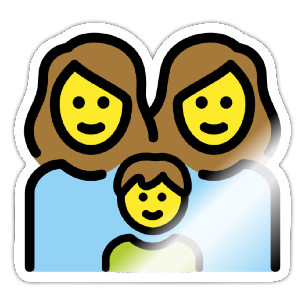 Family: Woman, Woman, Boy Moji Sticker - Emoji.Express - white glossy