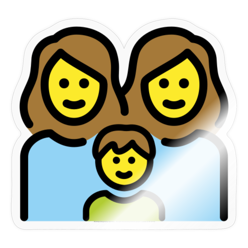 Family: Woman, Woman, Boy Moji Sticker - Emoji.Express - transparent glossy