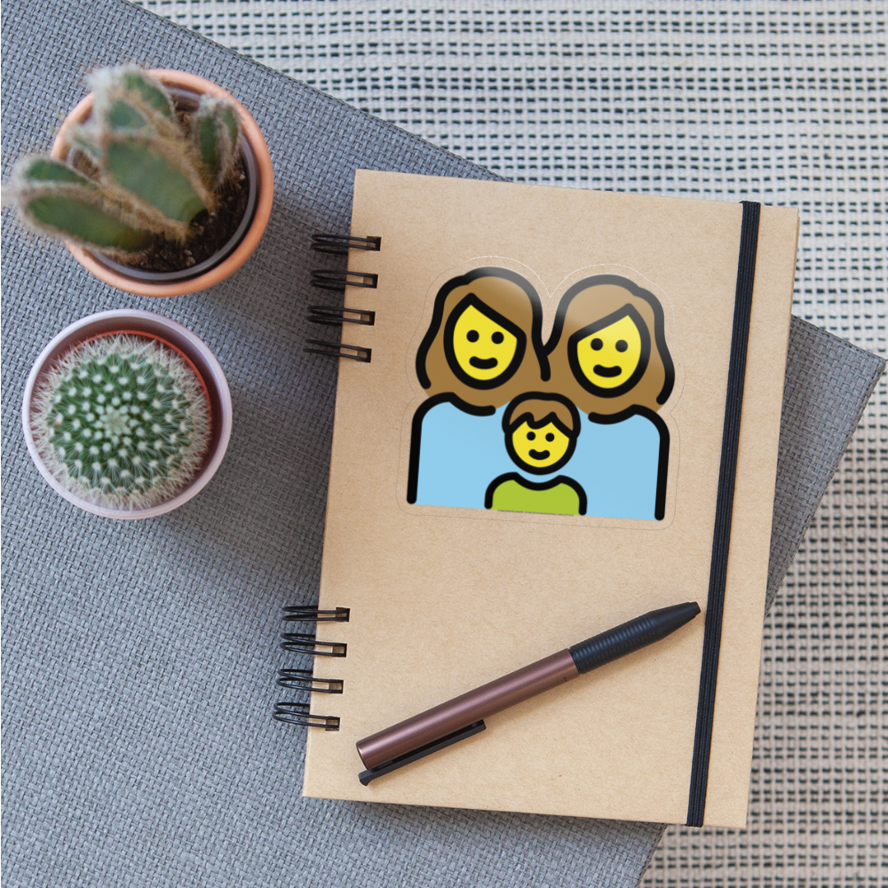 Family: Woman, Woman, Boy Moji Sticker - Emoji.Express - transparent glossy