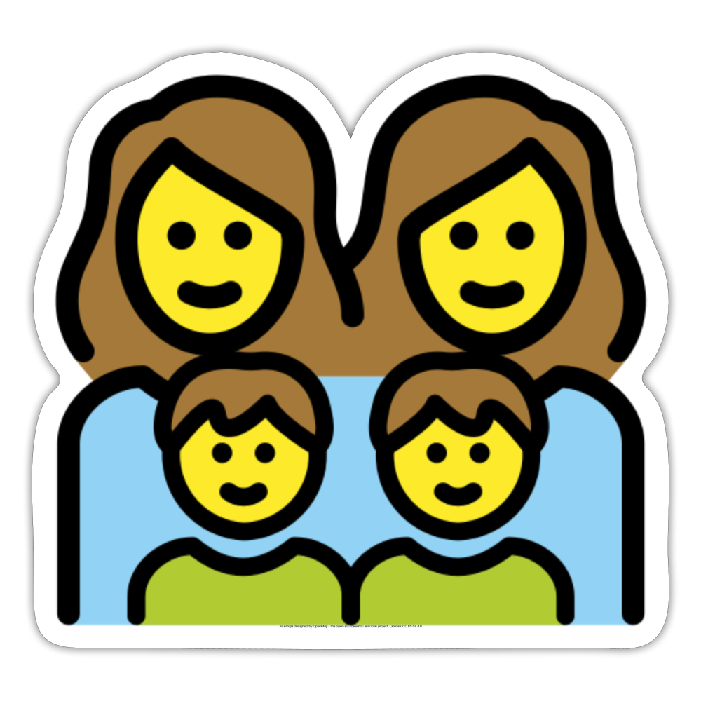 Family: Woman, Woman, Boy, Boy Moji Sticker - Emoji.Express - white matte