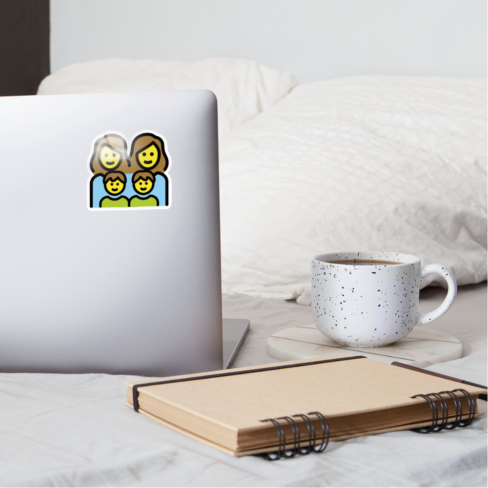 Family: Woman, Woman, Boy, Boy Moji Sticker - Emoji.Express - white glossy