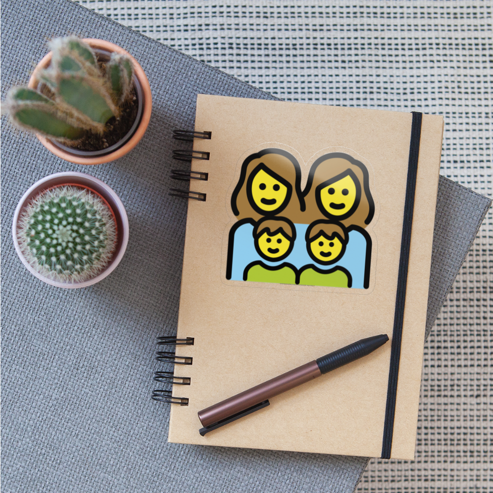 Family: Woman, Woman, Boy, Boy Moji Sticker - Emoji.Express - transparent glossy