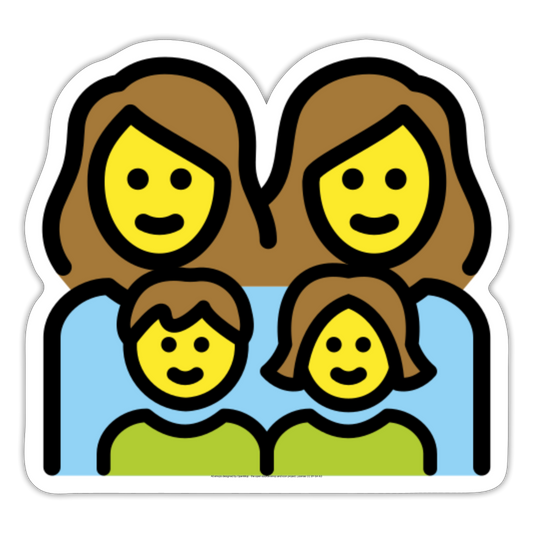 Family: Woman, Woman, Girl, Boy Moji Sticker - Emoji.Express - white matte