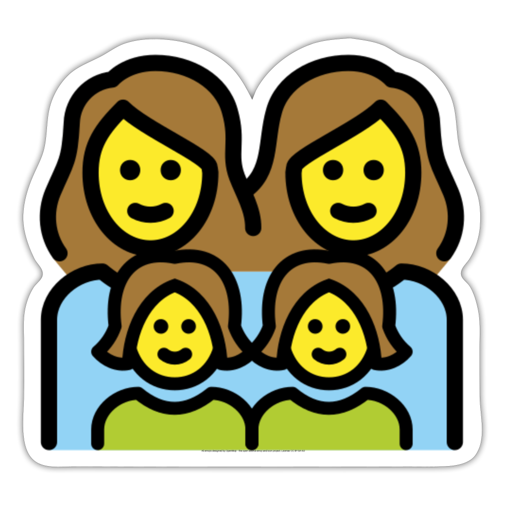 Family: Woman, Woman, Girl, Girl Moji Sticker - Emoji.Express - white matte