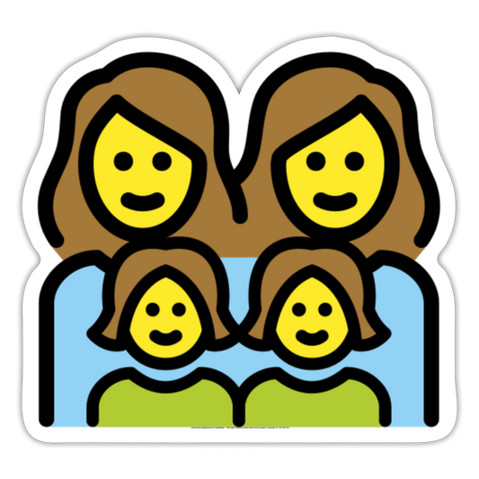 Family: Woman, Woman, Girl, Girl Moji Sticker - Emoji.Express - white matte