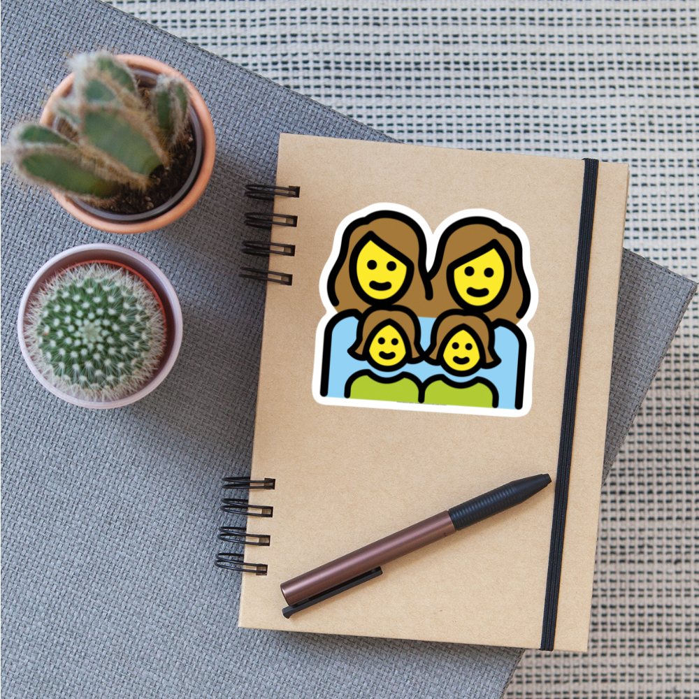 Family: Woman, Woman, Girl, Girl Moji Sticker - Emoji.Express - white matte