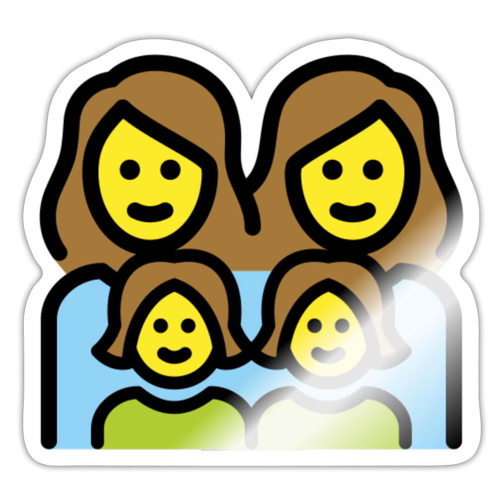 Family: Woman, Woman, Girl, Girl Moji Sticker - Emoji.Express - white glossy