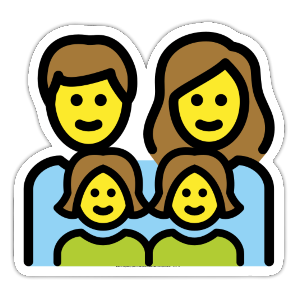 Family: Man, Woman, Girl, Girl Moji Sticker - Emoji.Express - white matte