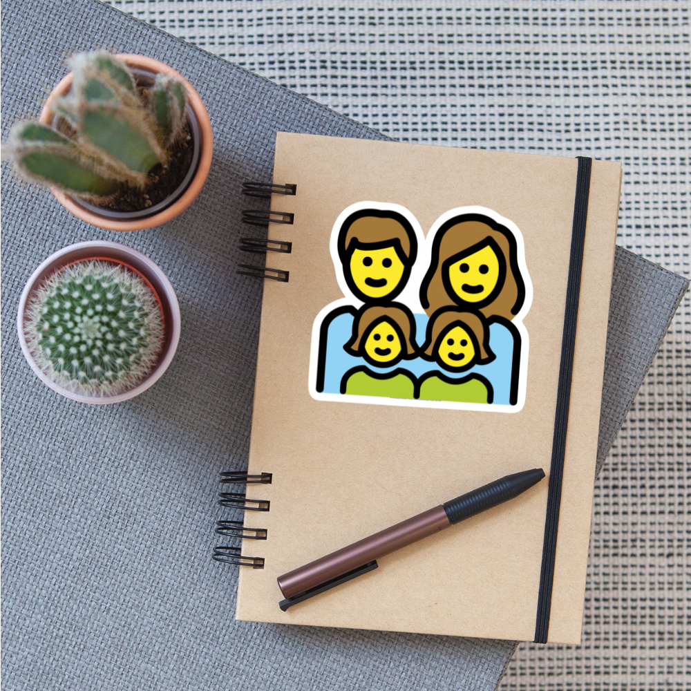 Family: Man, Woman, Girl, Girl Moji Sticker - Emoji.Express - white matte