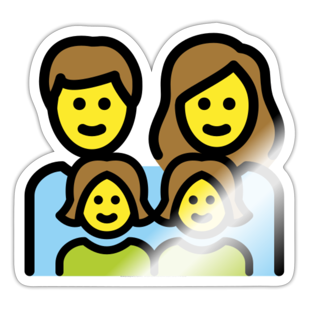 Family: Man, Woman, Girl, Girl Moji Sticker - Emoji.Express - white glossy