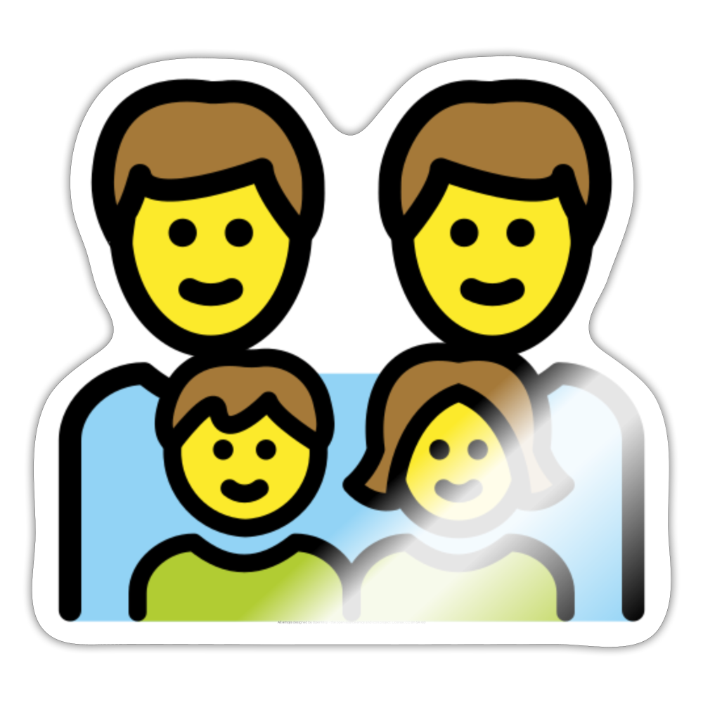 Family: Man, Man, Girl, Boy Moji Sticker - Emoji.Express - white glossy