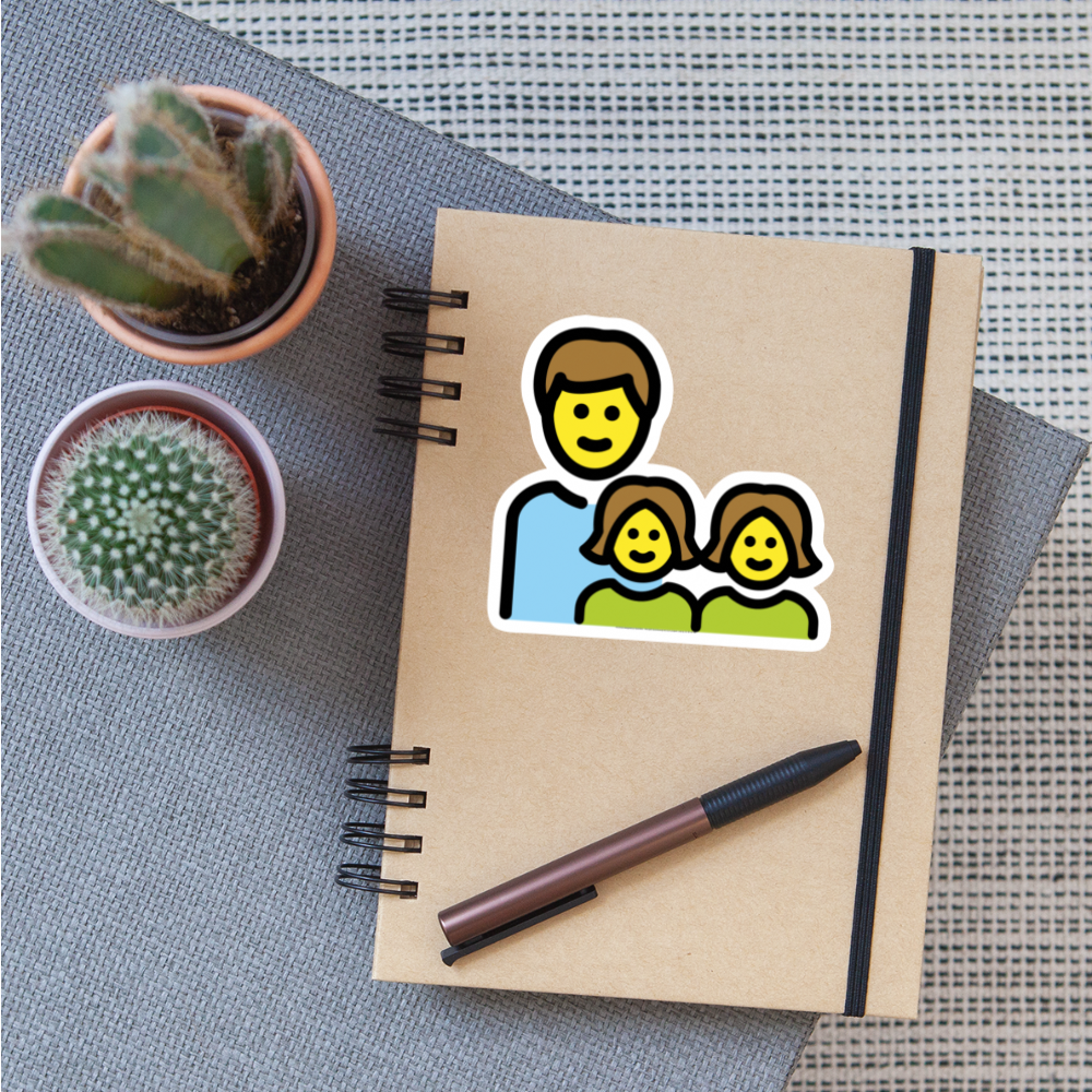 Family: Man, Girl, Girl Moji Sticker - Emoji.Express - white matte