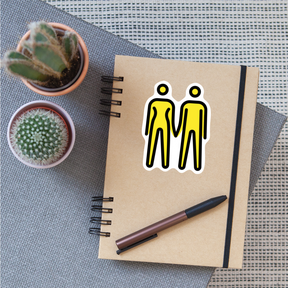 Woman and Man Holding Hands Moji Sticker - Emoji.Express - white matte