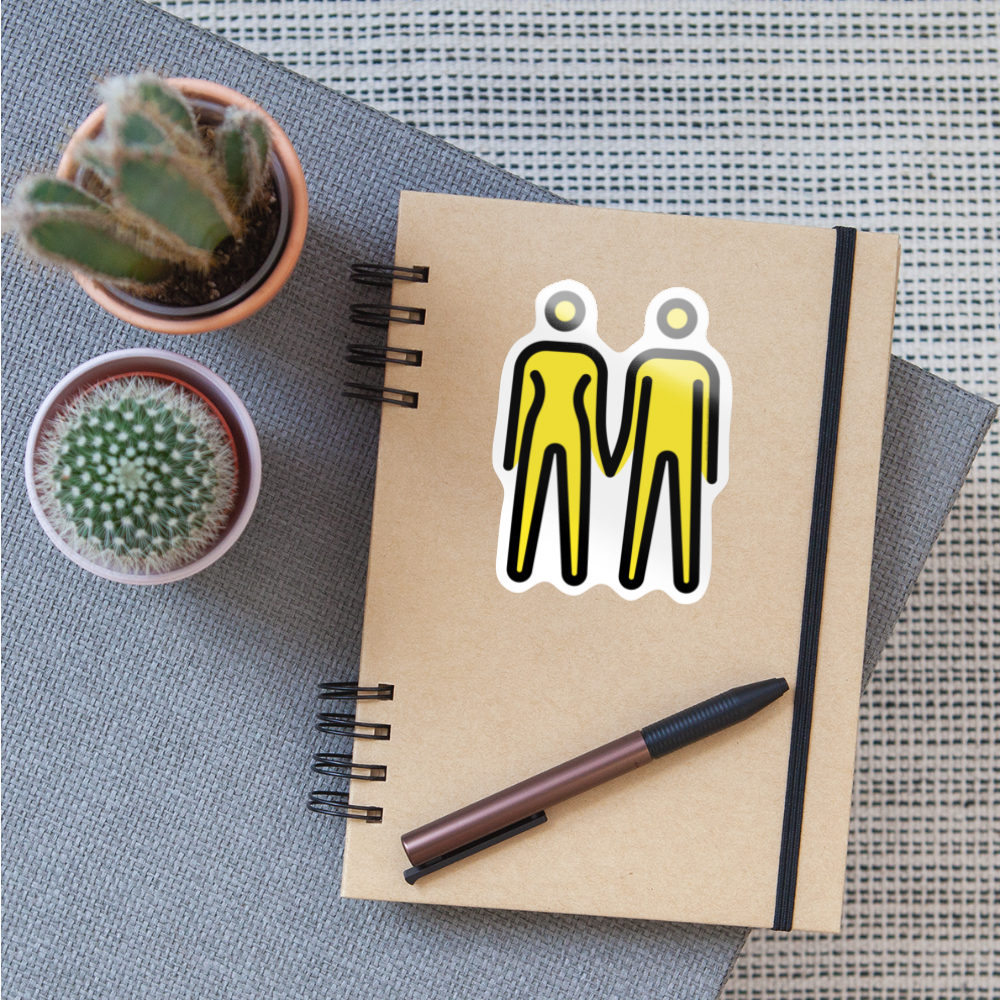 Woman and Man Holding Hands Moji Sticker - Emoji.Express - white glossy