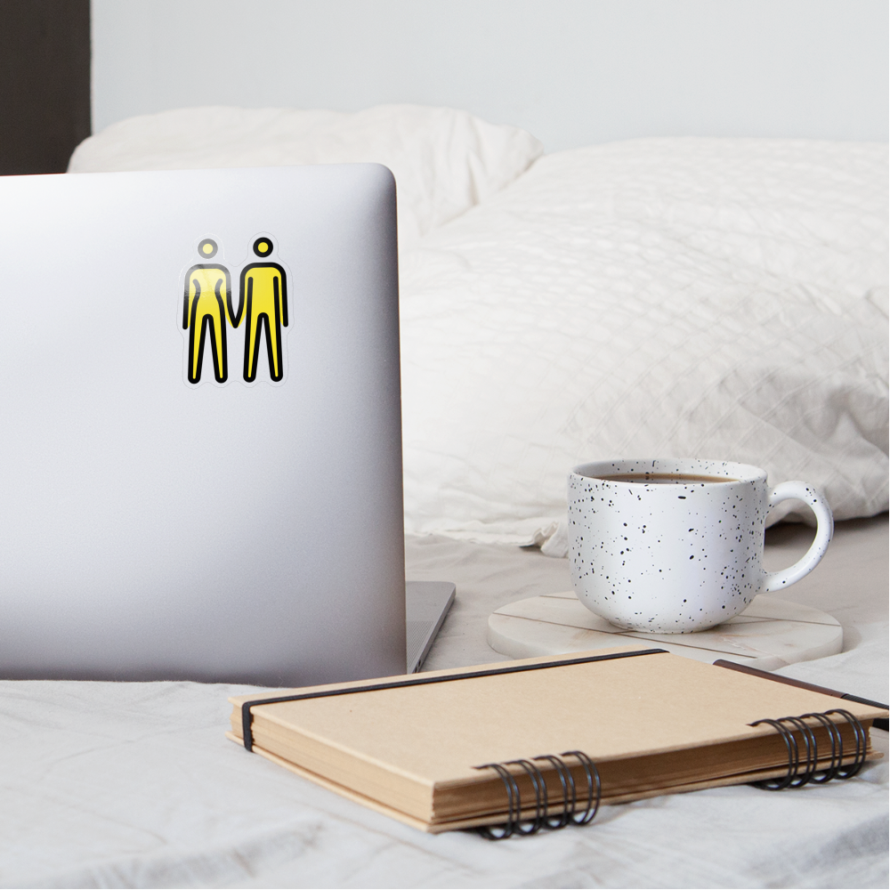 Woman and Man Holding Hands Moji Sticker - Emoji.Express - transparent glossy